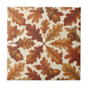 Carreau Feuilles de chêne d'automne glands bruns sans cout