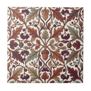 Carreau Feuilles de chêne glands baies style William Morri