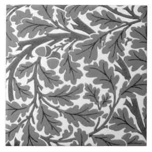 Carreau Feuilles de chêne William Morris, gris/gris/blanc