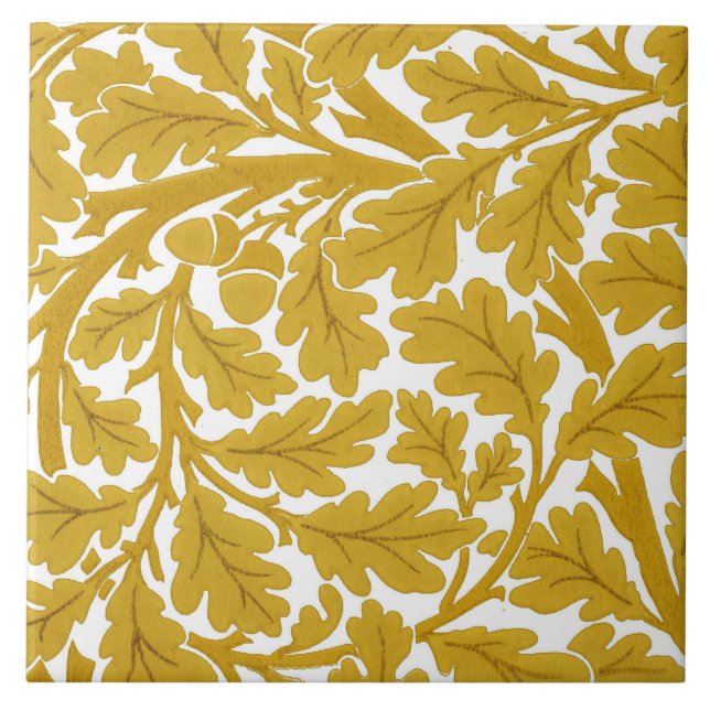 Carreau Feuilles de chêne William Morris, jaune et blanc d (Devant)