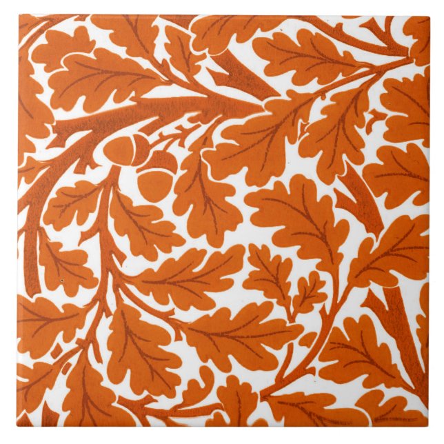 Carreau Feuilles de chêne William Morris, orange rouille e (Devant)