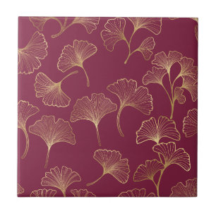 Carreau Feuilles de Ginkgo dorées luxueuses sur un fond Bo