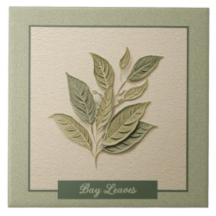 Carreau Feuilles de Laurier Herbe Cuisine Faux Relief