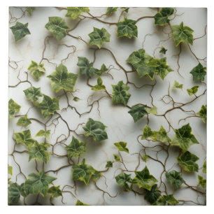 Carreau Feuilles de lierre vert, Mur en céramique