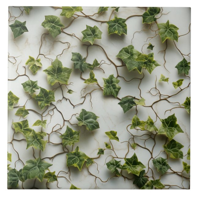 Carreau Feuilles de lierre vert, Mur en céramique (Devant)