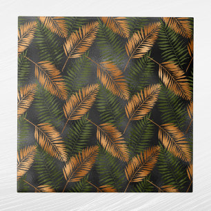Carreau Feuilles de palme vert de cuivre tropical