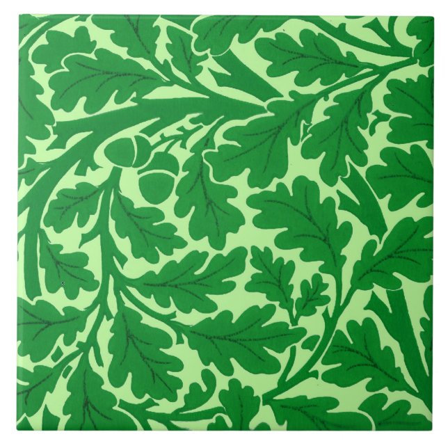 Carreau Feuilles de William Morris Oak, Emerald Green (Devant)