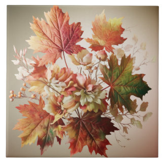 Carreau Feuilles et fleurs d'automne en bouquet d'automne