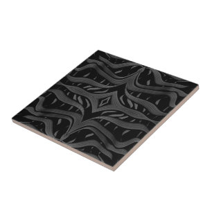 Carreau Feuilles floraux Abstraits noirs et gris