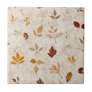 Carreau Feuilles Jaune Brun Rustiques avec une Atmosphère