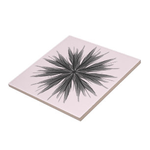 Carreau Feuilles plumeuses circulaires noires et grises en