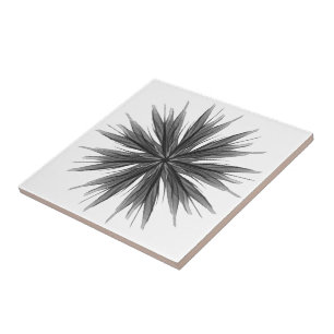 Carreau Feuilles plumeuses circulaires noires et grises en