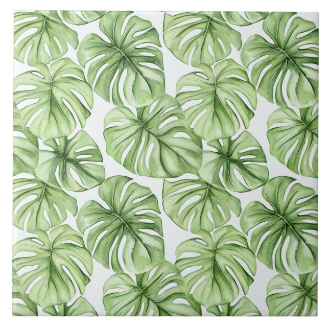 Carreau Feuilles Tropical Green Palm (Devant)