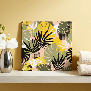 Carreau Feuilles Tropicales Abstraites Modernes & Points