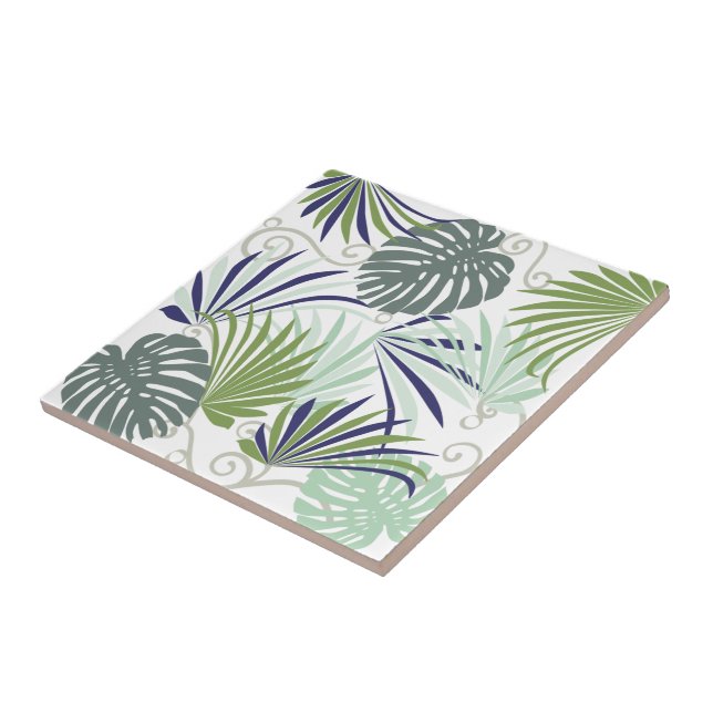 Carreau Feuilles tropicaux aux palmiers (Côté)