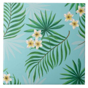Carreau Feuilles tropicaux et fleurs