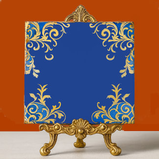 Carreau Filigree d'or bleu arabe byzantin