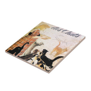 Carreau Fille avec des chats, Alexandre Steinlen