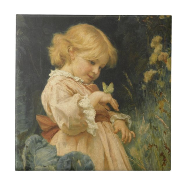 Carreau Fille avec un papillon jaune (par Frederick Morgan (Devant)