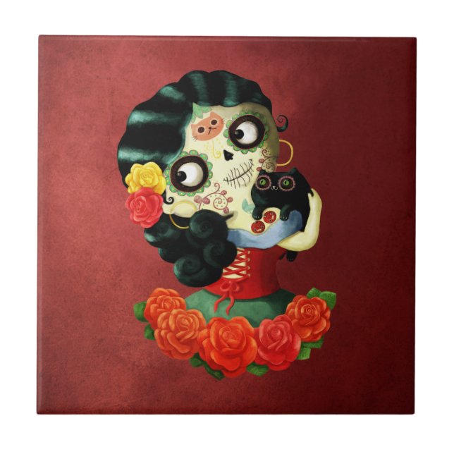 Carreau Fille de Catrina de Mexicain de Dia de Los Muertos (Devant)
