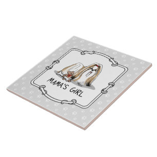Carreau Fille de maman Chih Tzu (blanc tan) Chien Maman mi
