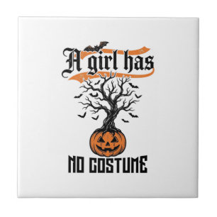 Carreau Fille d'Halloween sans costume Citrouille vintage_