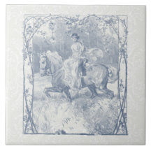 Fille équestre romantique Cottagecore Delft Bleu