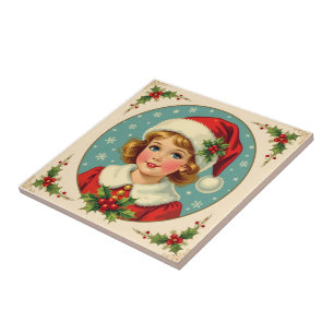 Carreau Fille mignonne de Noël victorien cosy