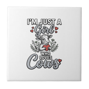 Carreau Fille qui aime les vaches Design de chemise de vac