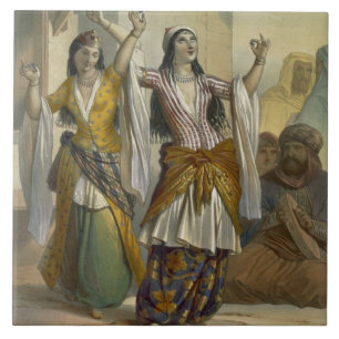 Carreau Filles de danse égyptiennes exécutant le Ghawazi