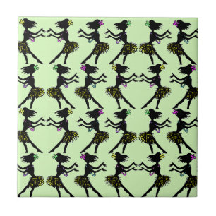 Carreau Filles de danse polynésienne vintages tropicales