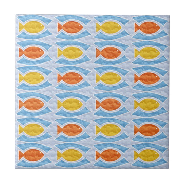 Carreau Fish School Jaune Orange Bleu (Devant)