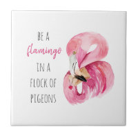Flamant rose Aquarelle Exotique Rose Moderne Avec