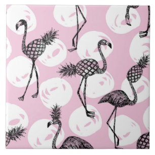 Carreau Flamant rose d'ananas rose