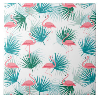Carreau Flamants roses Tropical Palmetto Leaf Fronds