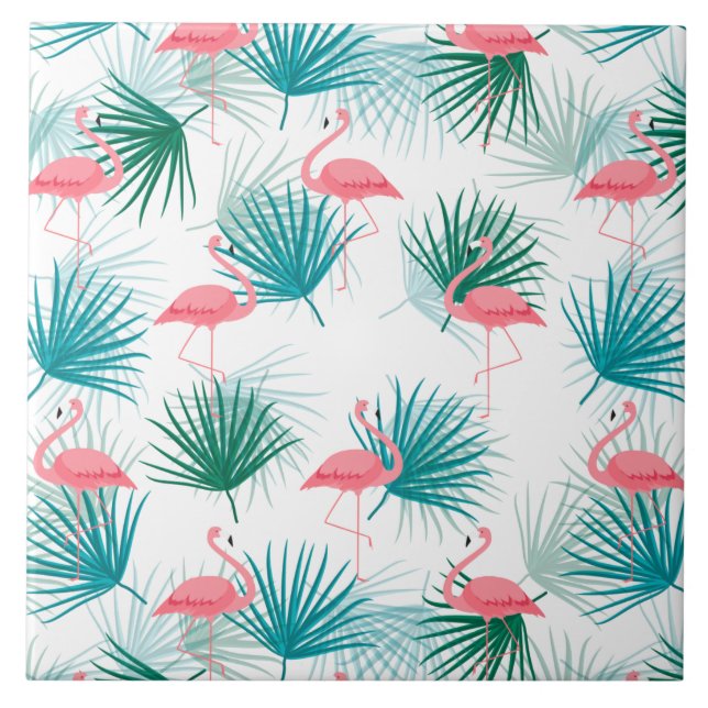 Carreau Flamants roses Tropical Palmetto Leaf Fronds (Devant)