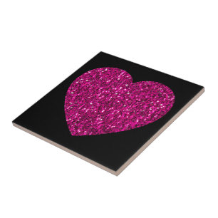 Carreau Flamme de parties scintillant de coeur rose chaud 