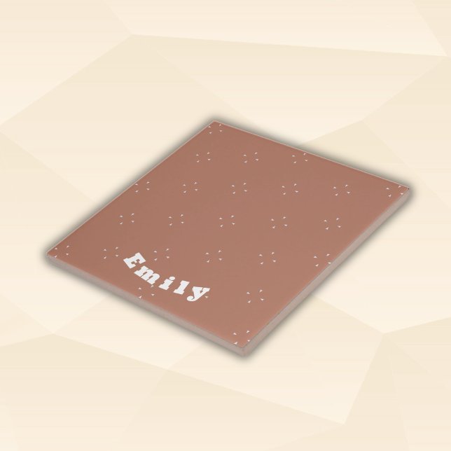 Carreau Flèche blanche monogramme sur mousse mocha arrière (Créateur téléchargé)