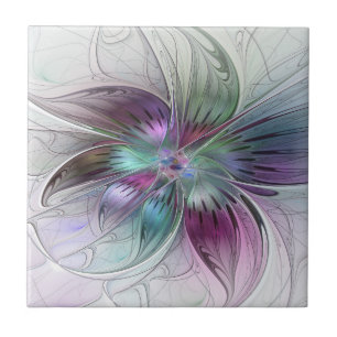 Carreau Fleur Abstraite colorée Art moderne floral fractal
