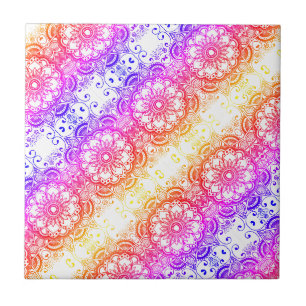 Carreau Fleur arc-en-ciel Mandala Motif 3