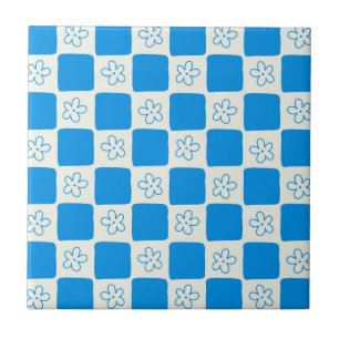 Carreau Fleur bleue Preppy À damiers Motif