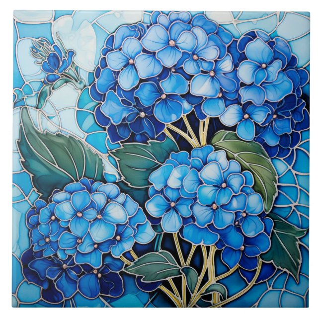 Carreau Fleur Blue Hydrangea (Devant)