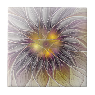 Carreau Fleur colorée lumineuse, fractale moderne abstrait