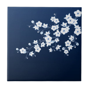 Carreau Fleur de cerisier Navy Blue Blanc