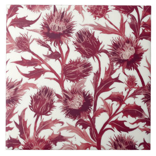 Carreau Fleur de chardon William Morris bordeaux foncé
