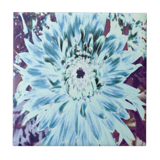 Carreau Fleur de dahlia verte menthe et sarcelle