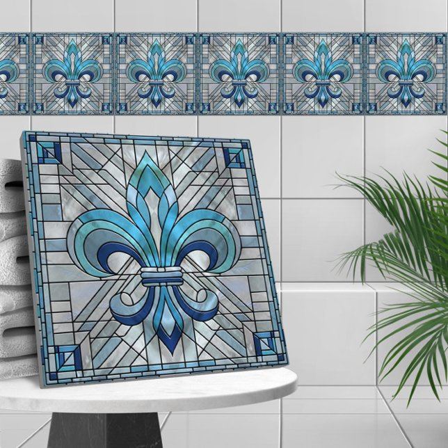 Carreau Fleur-de-lis - Art de la mosaïque de verre (Créateur téléchargé)