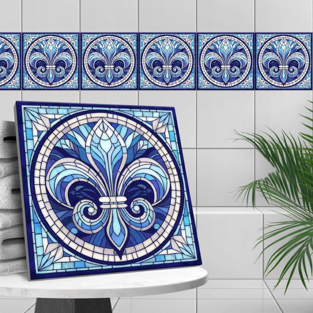 Carreau Fleur-de-lis - Art de la mosaïque de verre (Créateur téléchargé)