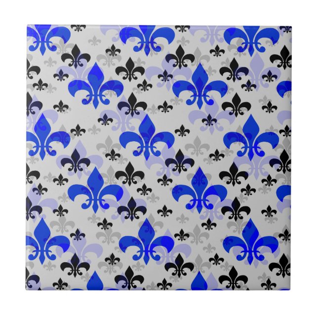 Carreau Fleur De Lis Bleu Surface Motif Design (Devant)