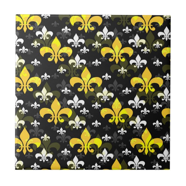 Carreau Fleur De Lis Jaune Surface Motif Design (Devant)